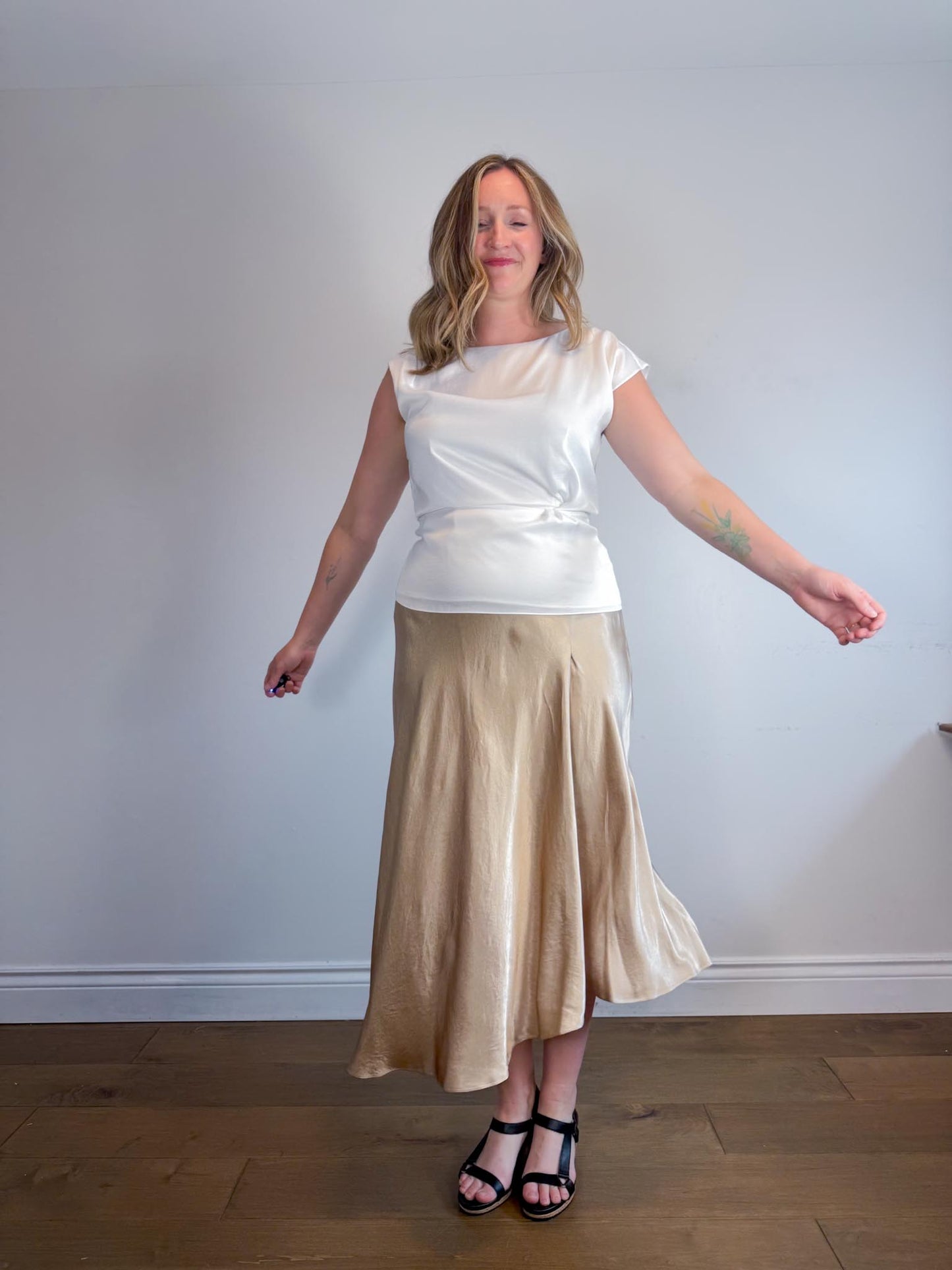 REISS Satin Top in White NWT (Size 8)