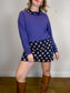Vintage Geometric Pattern Mini Dress in Navy/Orange (Size L)