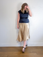 REISS Satin Top in Navy (Size 10)