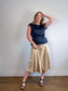 REISS Satin Top in Navy (Size 10)