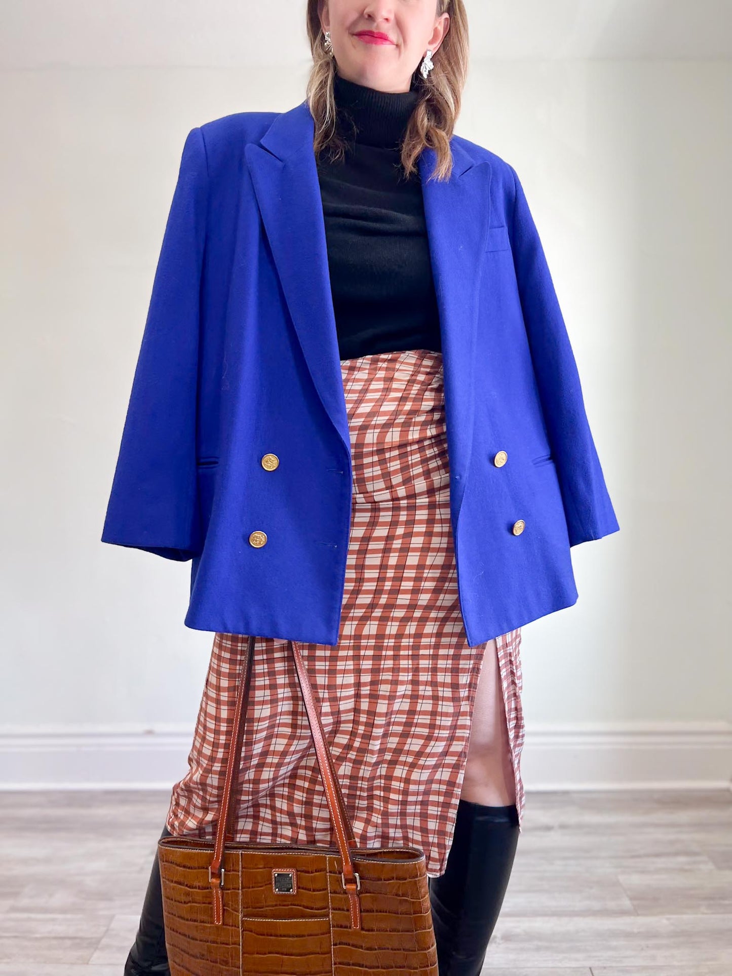 Vintage Wool Blazer in Sapphire Blue (Size XL)