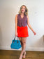 FRNCH Paris Alix Suit Vest in Maroon/Orange Plaid (Size L)