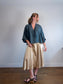 Massimo Dutti Linen Blouse in Dark Teal with Tie Up Front (Size L)