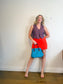FRNCH Paris Alix Suit Vest in Maroon/Orange Plaid (Size L)