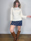 Vintage Geometric Pattern Mini Dress in Navy/Orange (Size L)