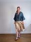 Massimo Dutti Linen Blouse in Dark Teal with Tie Up Front (Size L)