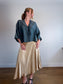 Massimo Dutti Linen Blouse in Dark Teal with Tie Up Front (Size L)