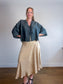 Massimo Dutti Linen Blouse in Dark Teal with Tie Up Front (Size L)