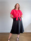 Banana Republic Cropped Front Tie T-Shirt in Hot Pink (Size L)
