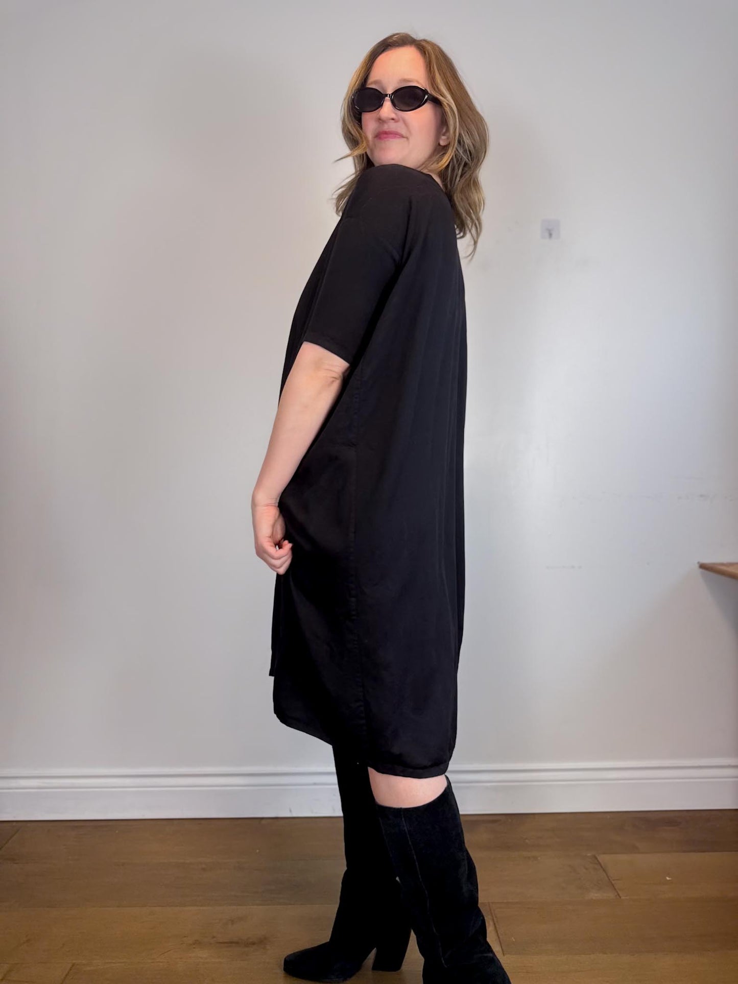 ALI GOLDEN Sustainable "Full Dress with Pockets in Black" (Size XS-M)