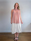 Max Mara Floral Sheer Blouse with Neck Tie in Red/White (Size L)