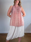 Max Mara Floral Sheer Blouse with Neck Tie in Red/White (Size L)