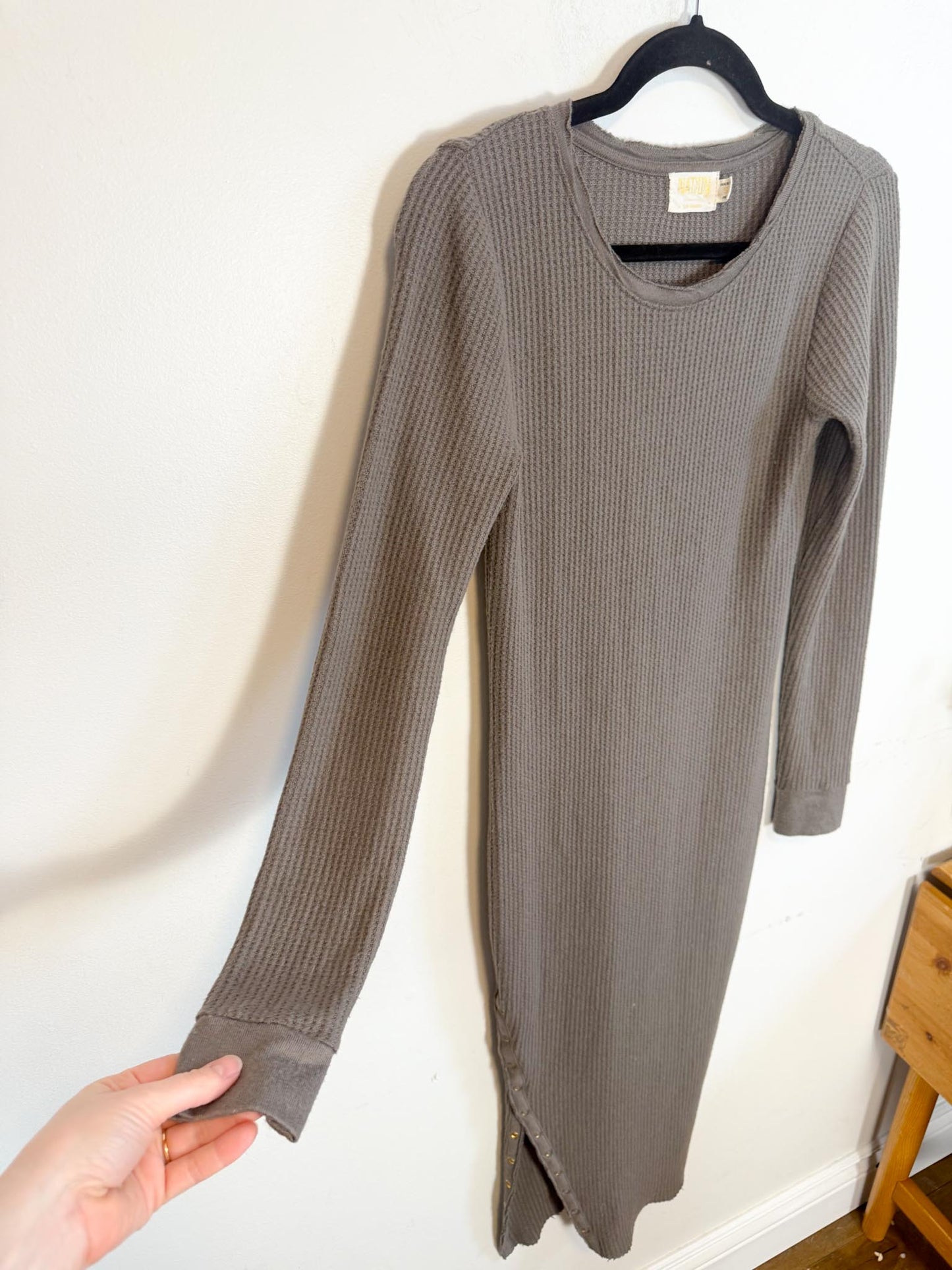 Nation LTD "Alanna Waffle Knit Dress in Grey" (Size S)