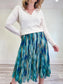 Multi-Colour Teal Flowing Midi Skirt (Size M/L)