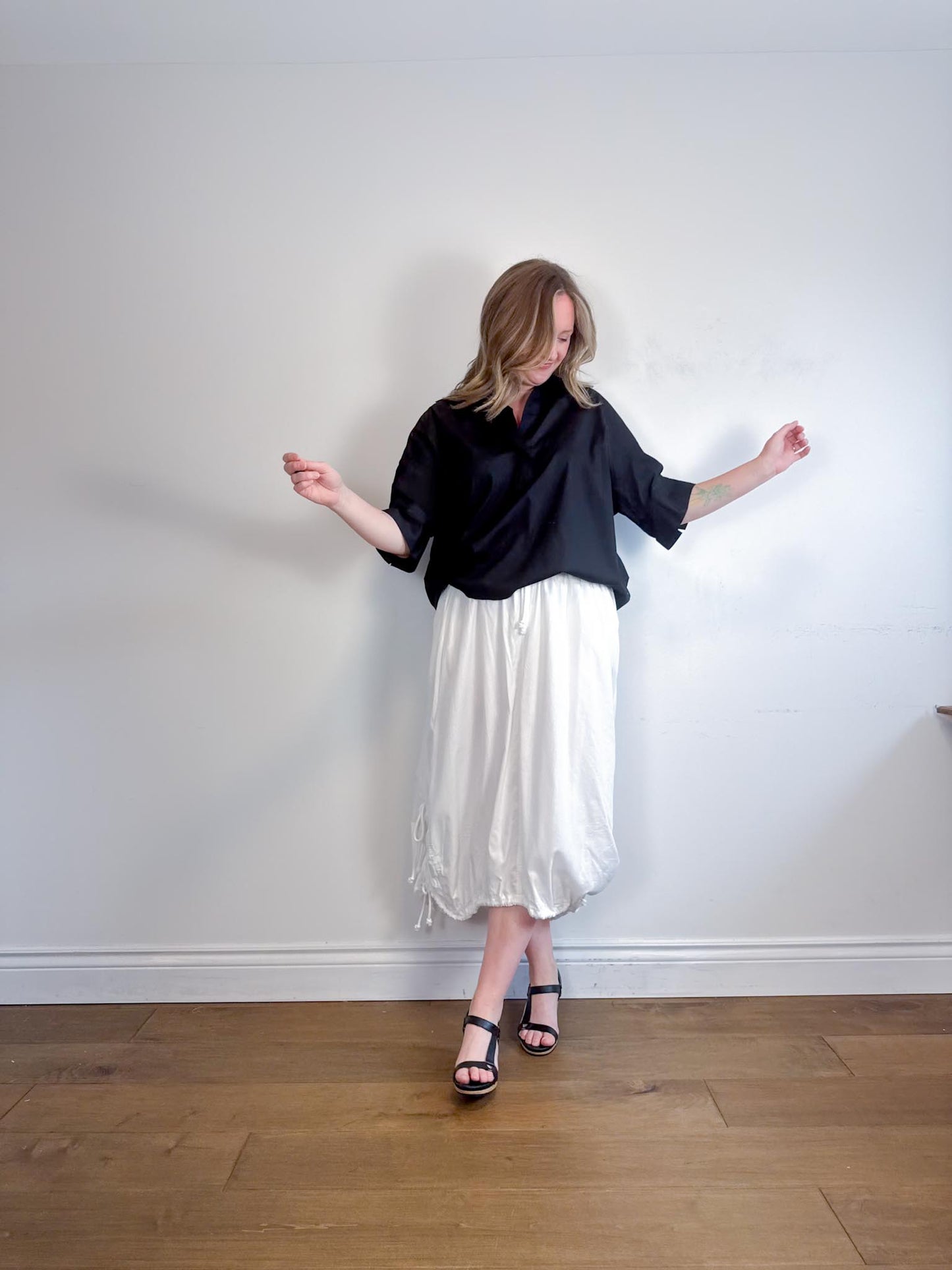 Free People "Picture Perfect Parachute Skirt in White" NWT (Size S-L)