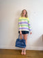 Olsen Striped Crewneck in Yellow/Green/Purple (Size XL)