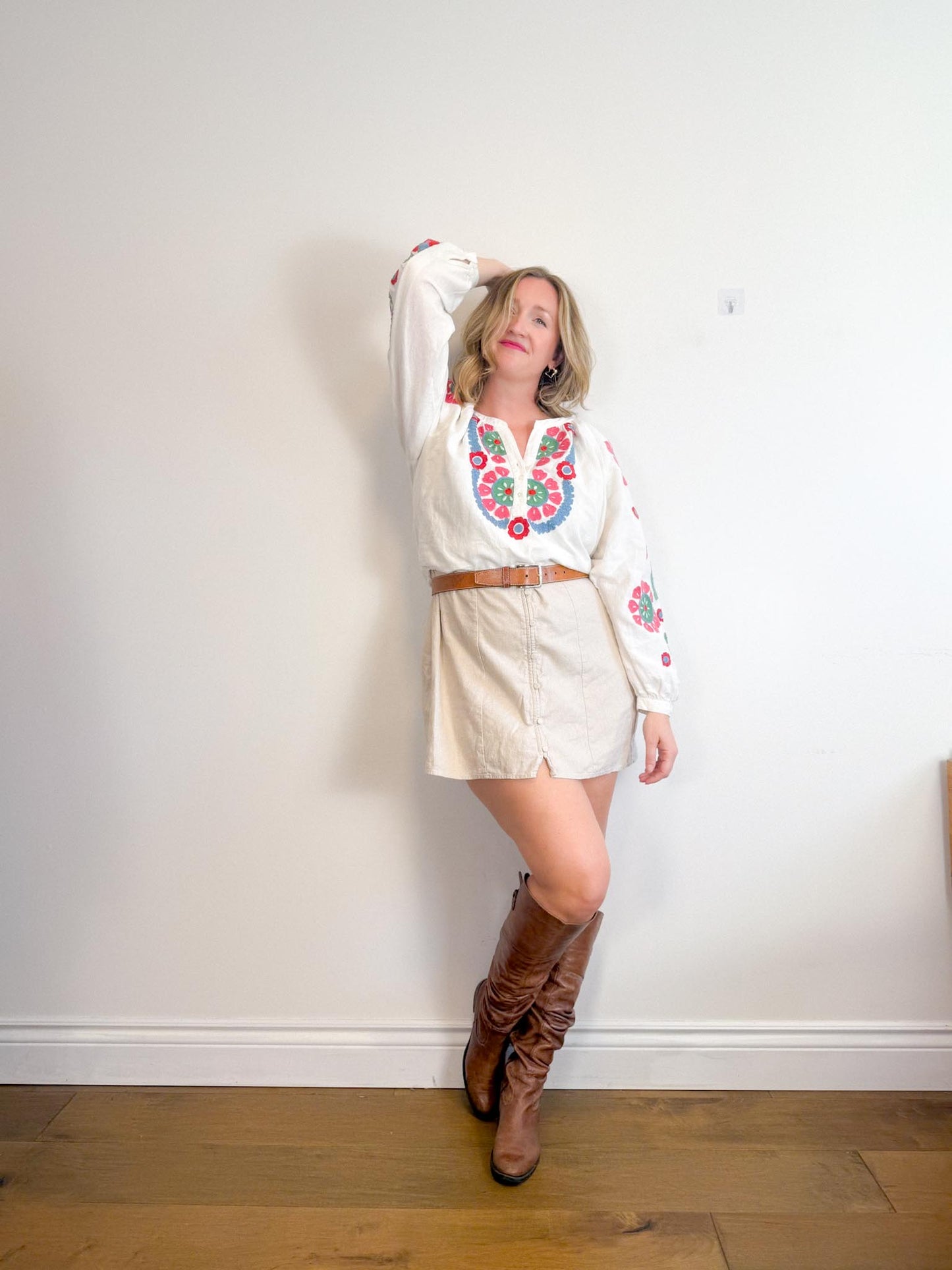 Abercrombie & Fitch Linen Mini Dress in Oatmeal (Size XL)