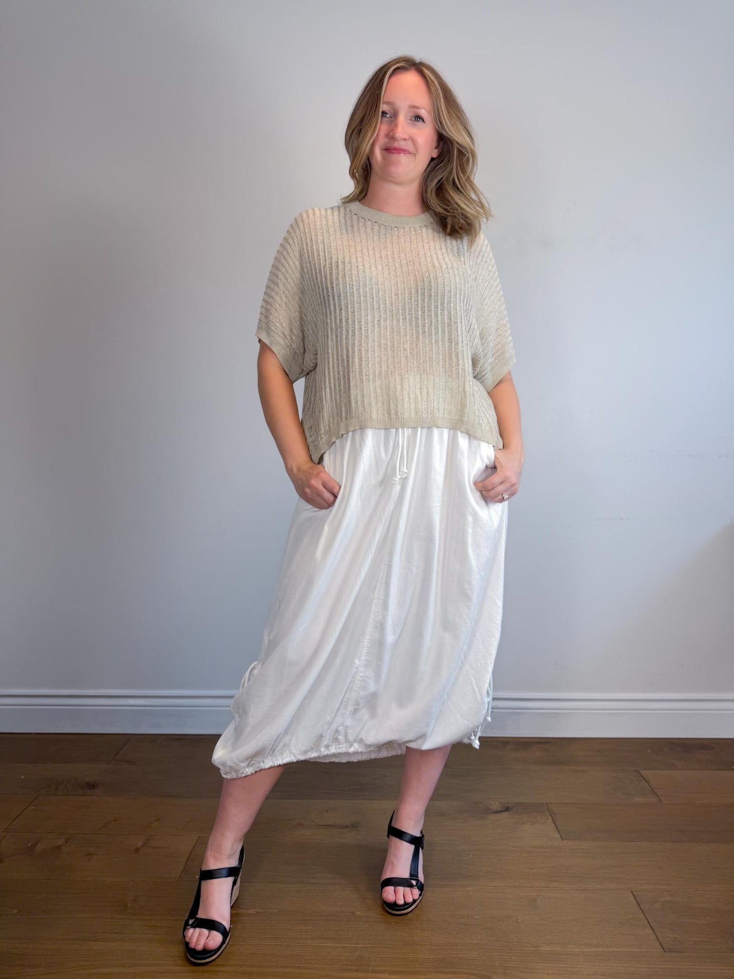 Free People "Picture Perfect Parachute Skirt in White" NWT (Size S-L)