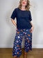 Eileen Fisher Linen Boxy Top in Navy Gingham (Size M)