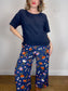 Eileen Fisher Linen Boxy Top in Navy Gingham (Size M)