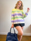Olsen Striped Crewneck in Yellow/Green/Purple (Size XL)