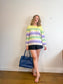 Olsen Striped Crewneck in Yellow/Green/Purple (Size XL)