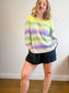 Olsen Striped Crewneck in Yellow/Green/Purple (Size XL)