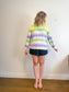 Olsen Striped Crewneck in Yellow/Green/Purple (Size XL)