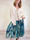 Multi-Colour Teal Flowing Midi Skirt (Size M/L)