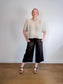 Phase Eight Wide Legged Cropped Linen Pants in Brown (Size M/L)