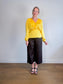 REISS Satin Long Sleeve Top in Yellow (Size 10)