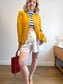 Vintage Silk Blazer in Mustard Print (Size S/M)