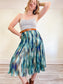 Multi-Colour Teal Flowing Midi Skirt (Size M/L)