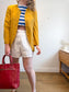 Vintage Silk Blazer in Mustard Print (Size S/M)