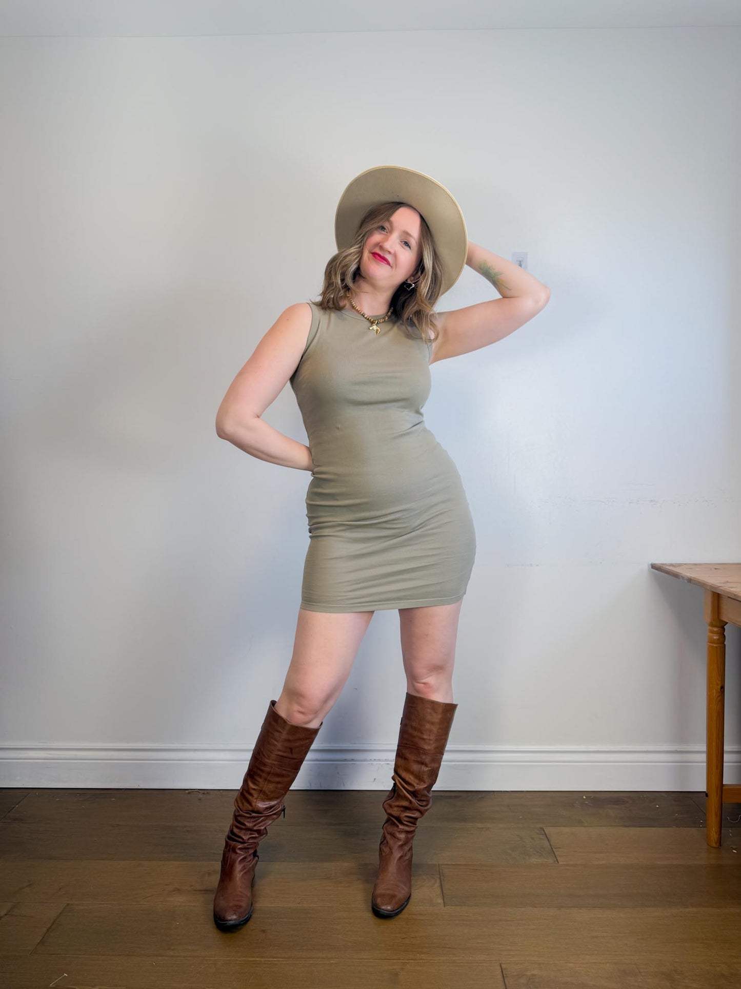 FLORE FLORE Sustainable "Esmé Dress in Mushroom" (Size M/L)