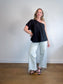 Banana Republic One Shoulder Linen Top in Black (Size L)