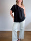 Banana Republic One Shoulder Linen Top in Black (Size L)