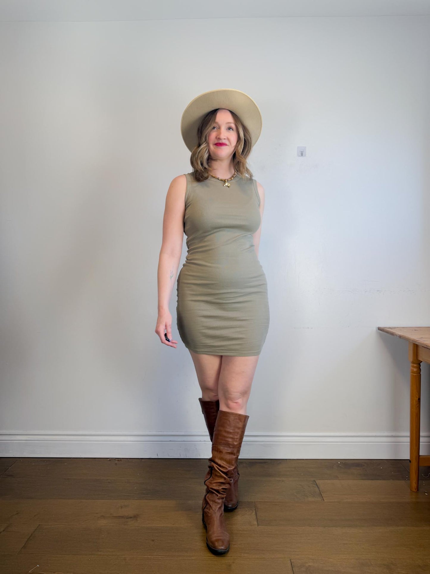 FLORE FLORE Sustainable "Esmé Dress in Mushroom" (Size M/L)
