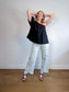 Banana Republic One Shoulder Linen Top in Black (Size L)