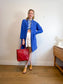 Vintage Silk Long Blouse in Royal Blue (Size M/L)