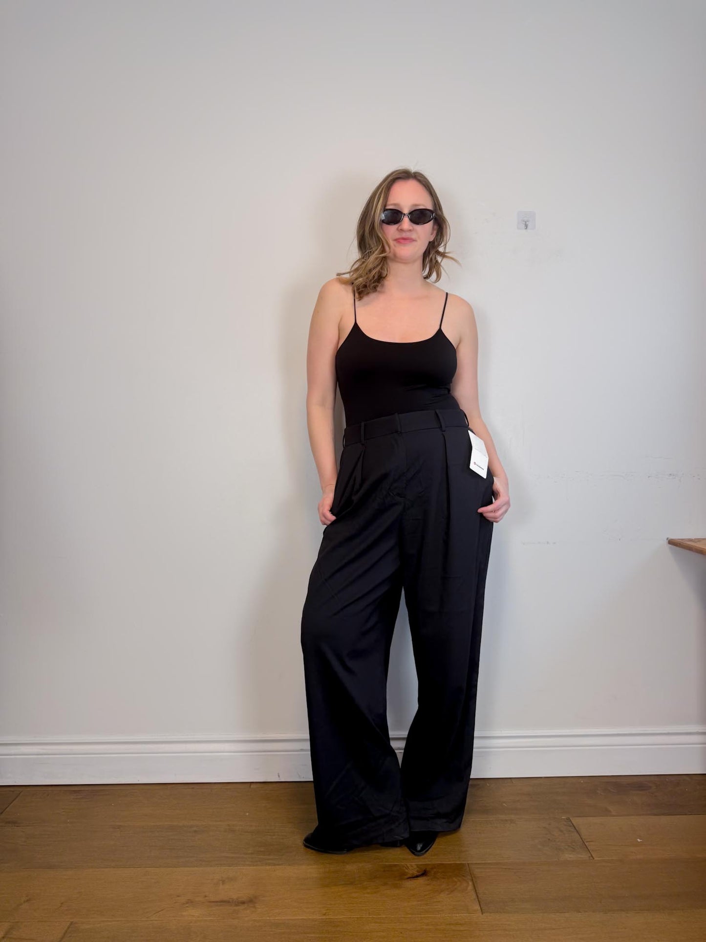 Lululemon "Pleat Front High Rise Trousers in Black" NWT (Size 14)