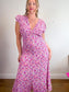 Faithful the Brand "Bellavista Midi Dress in Pink/Purple Floral" (Size L)