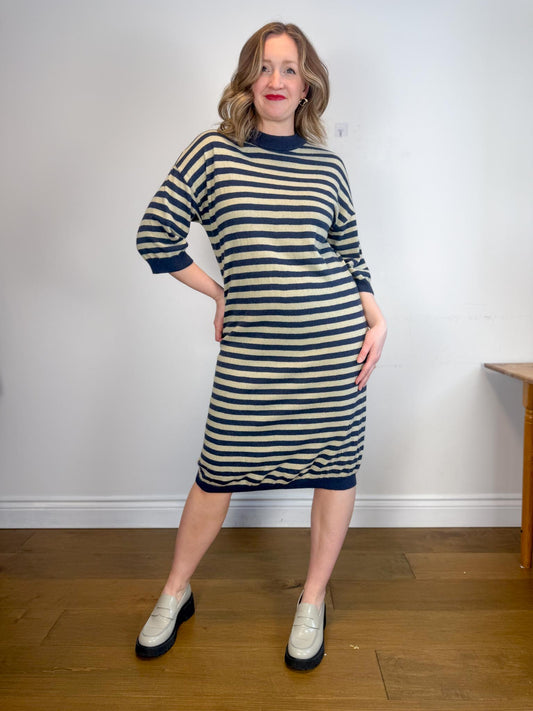 MSCH Copenhagen "Wagna 3/4 Striped Wool Dress" (Size L/XL)