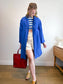 Vintage Silk Long Blouse in Royal Blue (Size M/L)