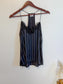 CAMI NYC "Racer Charmeuse Silk Camisole in Black/White Stripe " (Size S)