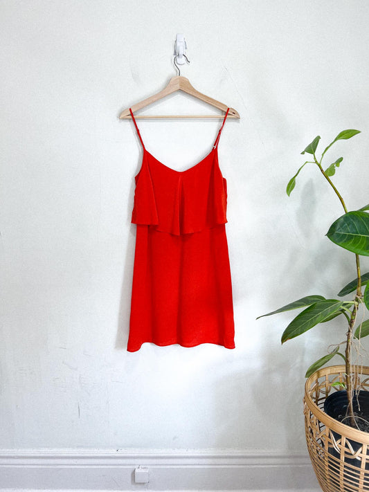 LAMADE "Silk Ruffle Tank Dress" in Orange (Size XS/S)