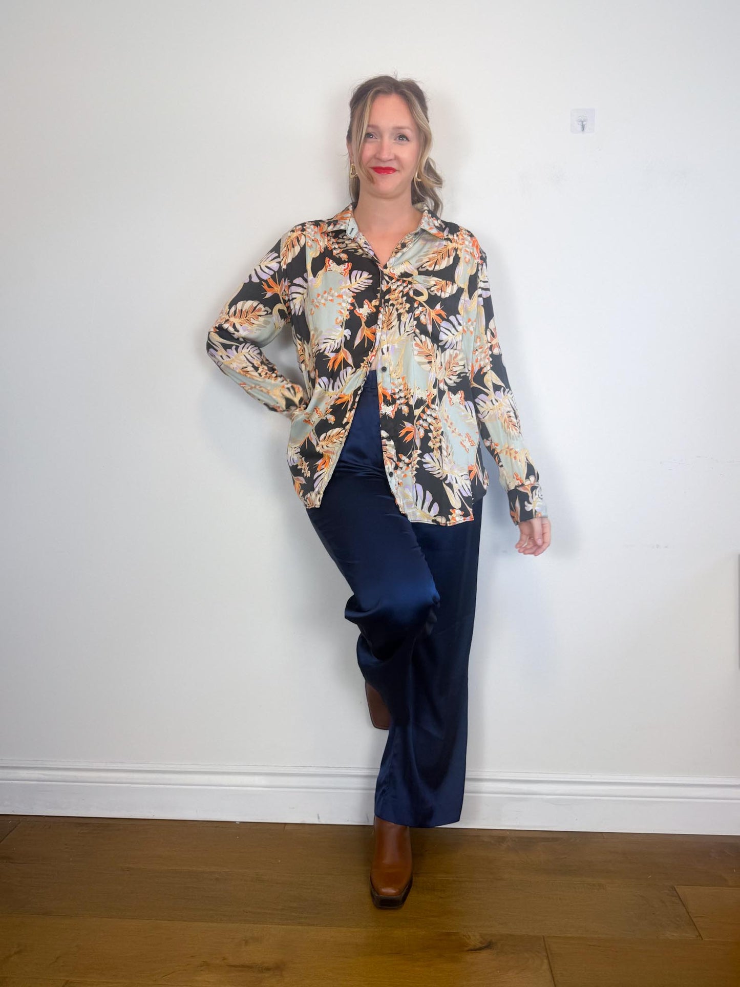 Free People Floral Blouse (Size L)