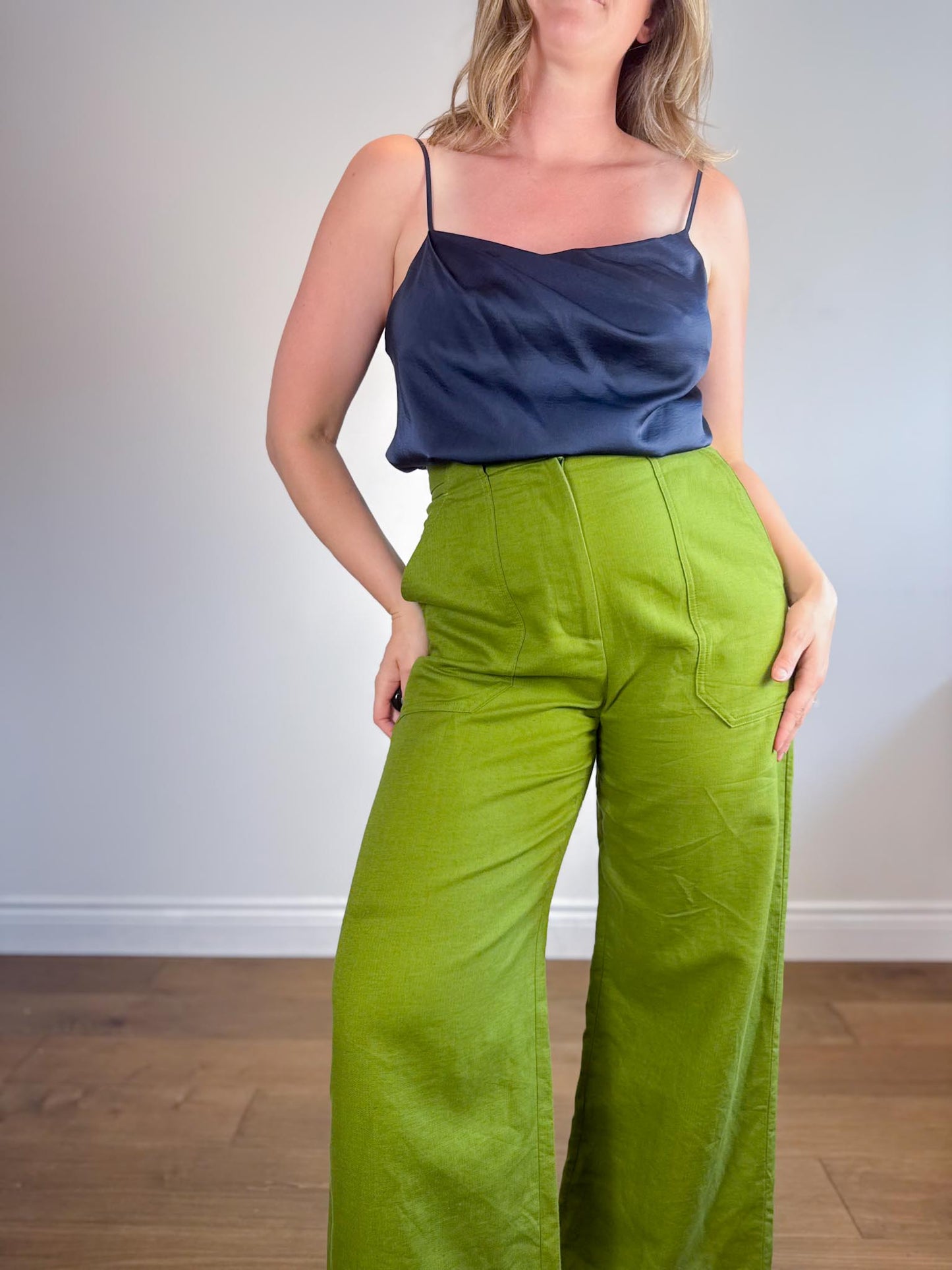 REISS Satin Camisole in Navy (Size 10)