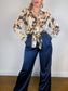Abercrombie Satin Wide Leg Trousers in Navy (Size 31)
