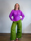 JIGSAW "Silk Front Ruched Waist Top in Purple" (Size L)